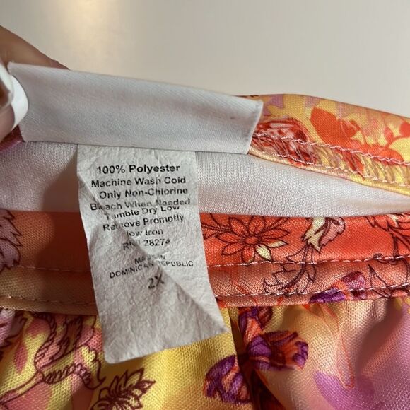 Cw Classics pink & orange bra top sleeveless square neck silky fabric plus size - Picture 10 of 12